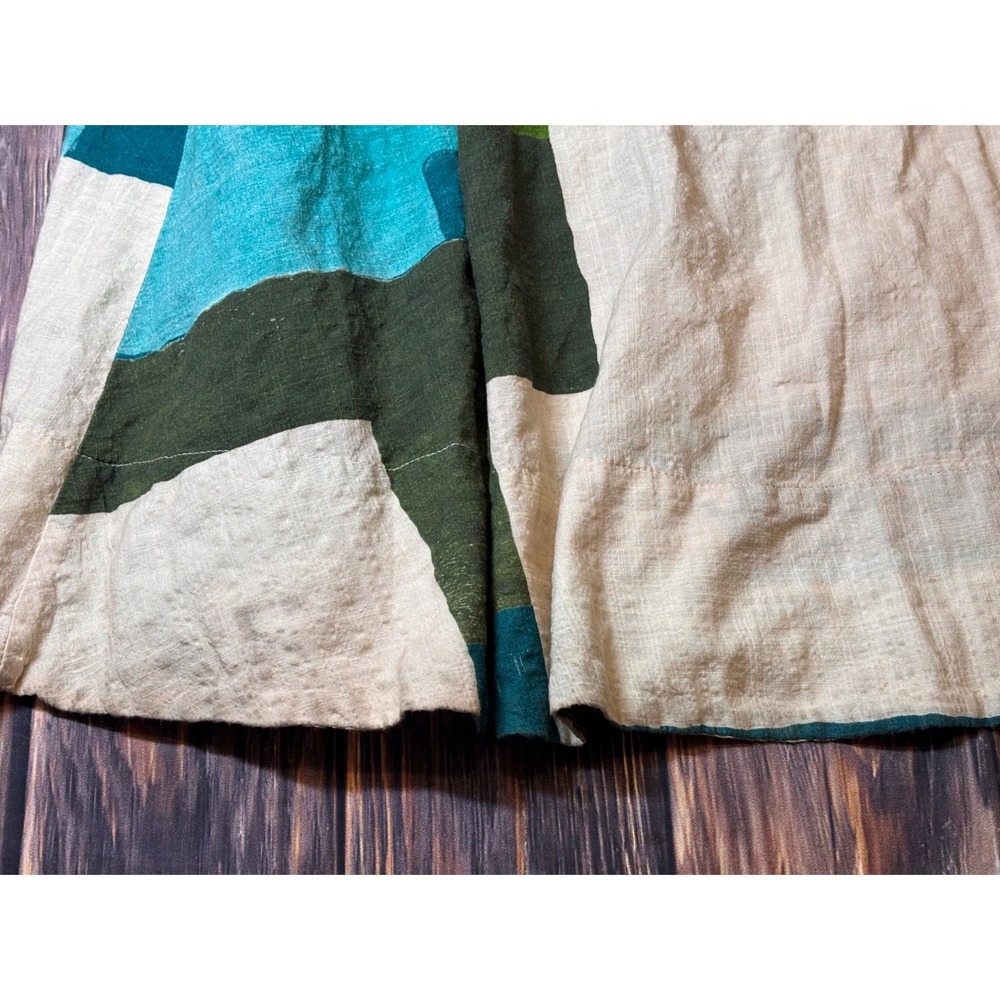 Banana Republic Maxi Dress Womens L Teal Cream Green Patchwork Strappy - Picture 7 of 11